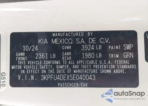 2025 Kia K4 Ex from USA, damaged, VIN 3KPFU4DEXSE040043